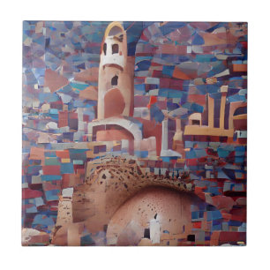Carreau mosquée marocaine Allah nom art abstrait