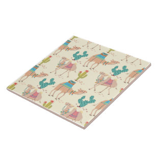 Carreau motif à chameaux, motif à cactus, empreinte dés