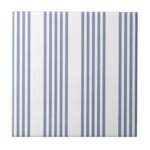 Carreau Motif à cinq bandes bleu-gris et blanc