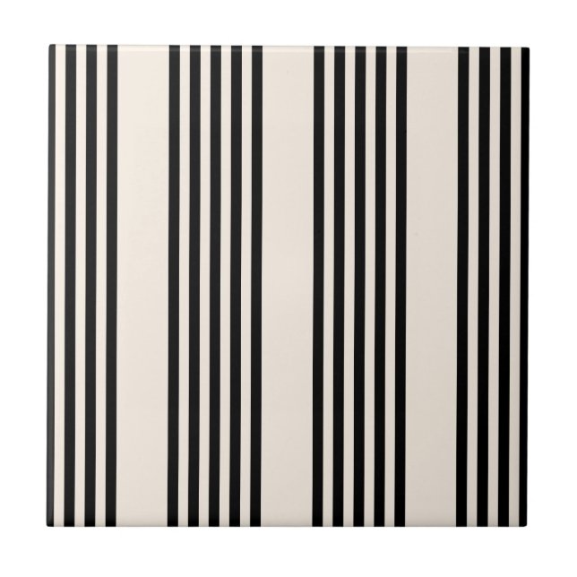 Carreau Motif à cinq bandes noir et beige (Devant)