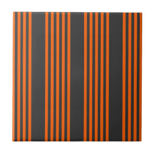Carreau Motif à cinq bandes orange et charbon de bois
