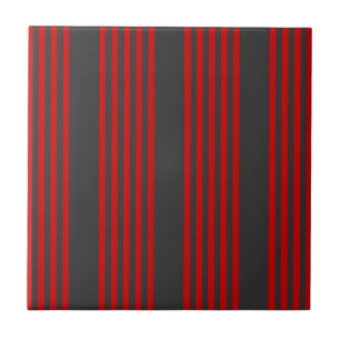 Carreau Motif à cinq bandes rouge et charbon de bois