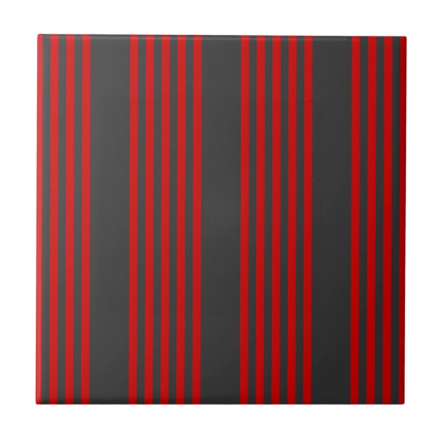 Carreau Motif à cinq bandes rouge et charbon de bois (Devant)