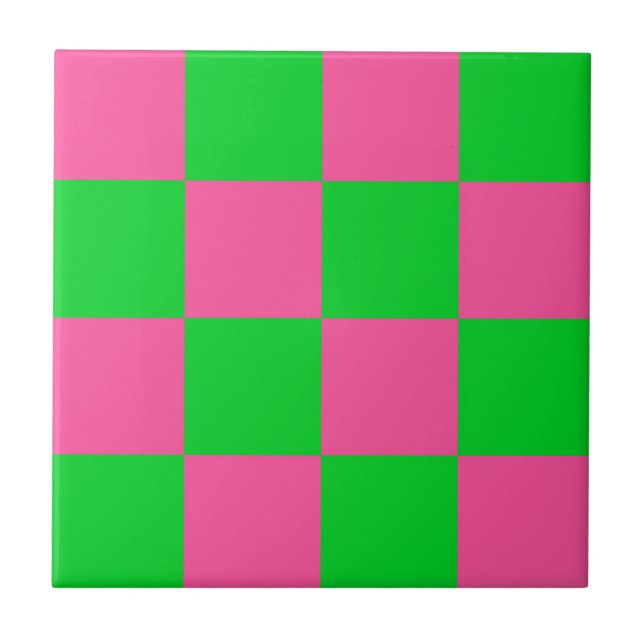Carreau Motif À damiers chèque rose vert (Devant)