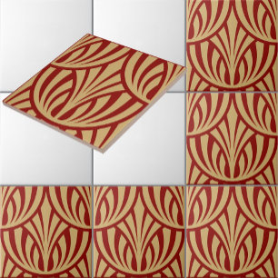 Carreau Motif à échelle de poisson de feuillage Art déco v