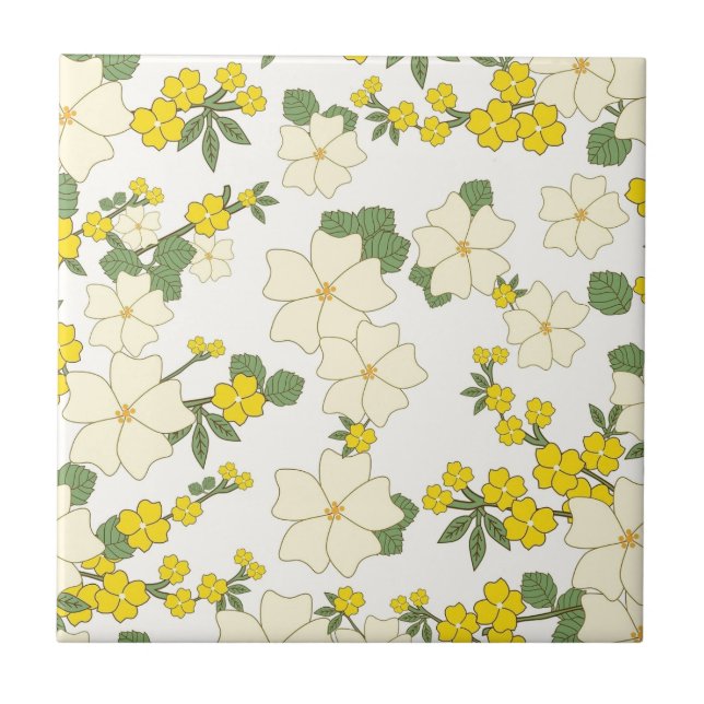 Carreau motif à fleurs jaunes (Devant)