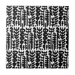 Carreau Motif à l'encre noire d'arbre de course