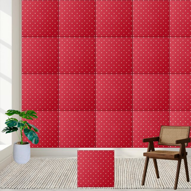 Carreau Motif à points polka rouge et blanc classique (Classic Red and White Polka Dot Pattern Ceramic Tile)