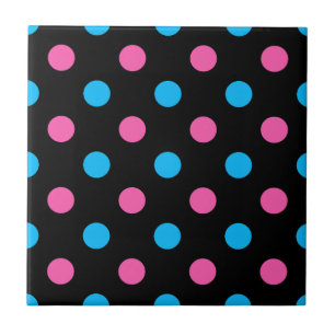 Carreau Motif à pois bleu rose noir
