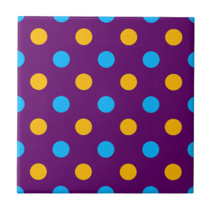 Carreau Motif à pois jaunes bleus violets