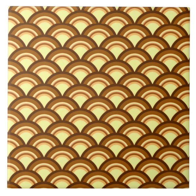 Carreau Motif à vagues Art déco - chocolat et jaune (Devant)