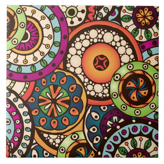 Carreau Motif abstrait à la mode génial de Boho rétro (Devant)