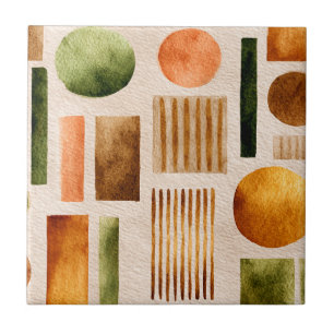 Carreau Motif Abstrait Aquarelle Terroir - Boho Organique