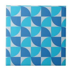 Carreau Motif abstrait bleu et turquoise du milieu du sièc