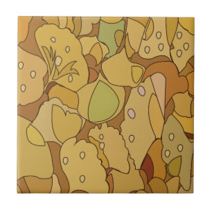 Carreau Motif Abstrait de Feuilles de Ginkgo