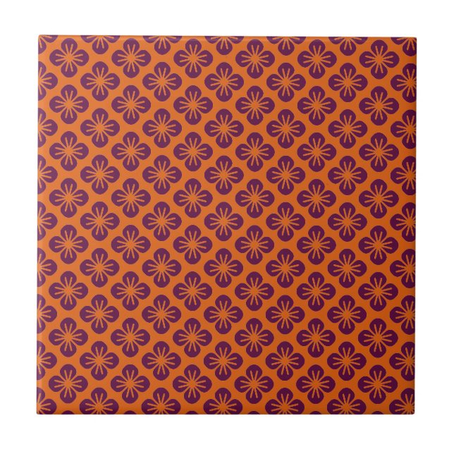 Carreau Motif Abstrait de fleurs chic orange (Devant)