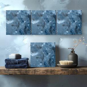 Carreau Motif Abstrait de Marbre Brumeux Bleu Foncé ID705a