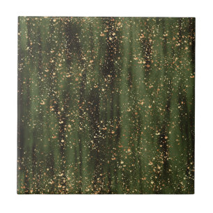 Carreau Motif Abstrait d'étincelles vert et or