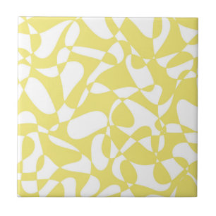 Carreau motif Abstrait - jaune et blanc.