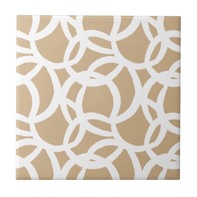 Carreau Motif Abstrait moderne Tan et blanc (Devant)