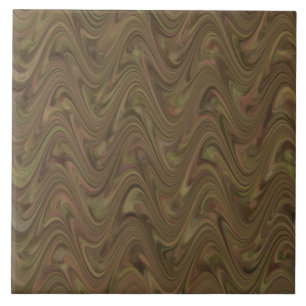 Carreau Motif Abstrait Ondulé Brun Vert