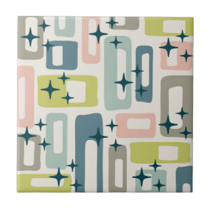 Carreau Motif Abstrait Rétro Moderne du Milieu du Siècle