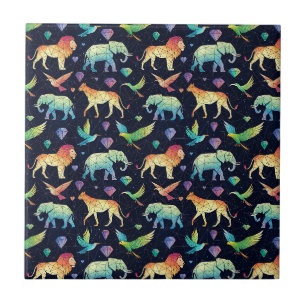 Carreau Motif animalier de constellation abstraite
