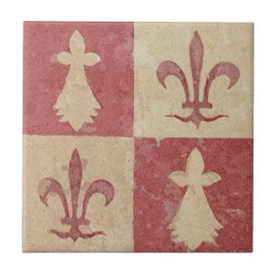 Carreau Motif Antique Français Médiéval de Fleur de Lis