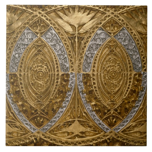 Carreau Motif Art Déco Argent Et Or (Devant)