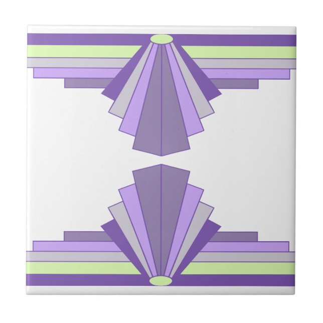 Carreau Motif Art Déco dans le violet et le vert (Devant)