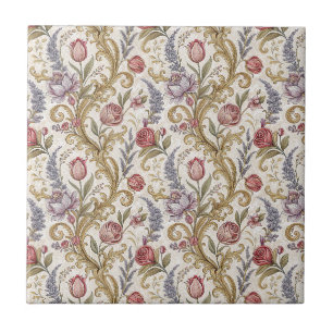 Carreau Motif artistique de damas floral baroque orné