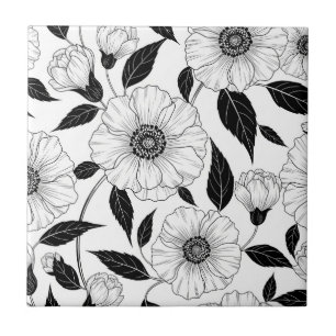 Carreau Motif artistique élégant en noir et blanc à motif