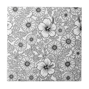 Carreau Motif artistique élégant en noir et blanc à motif