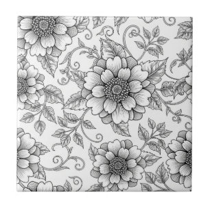 Carreau Motif artistique élégant en noir et blanc à motif