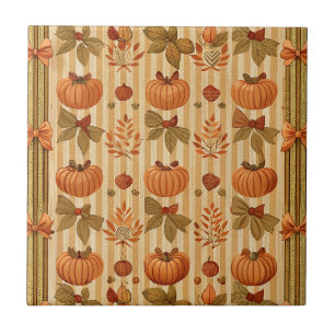 Carreau Motif automnal de citrouille et de nœud vintage