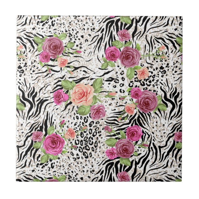 Carreau Motif avec des posters de animaux (Devant)