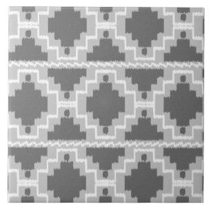 Carreau Motif Aztec Ikat - Gris foncé et clair