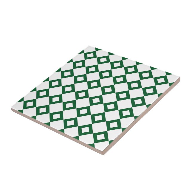 Carreau Motif blanc et vert de diamant (Côté)
