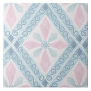 Carreau motif bleu en forme de diamant