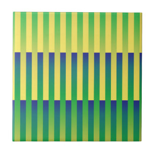 Carreau Motif bleu jaune vert rayé