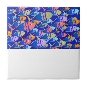 Carreau motif bleu poisson Abstrait