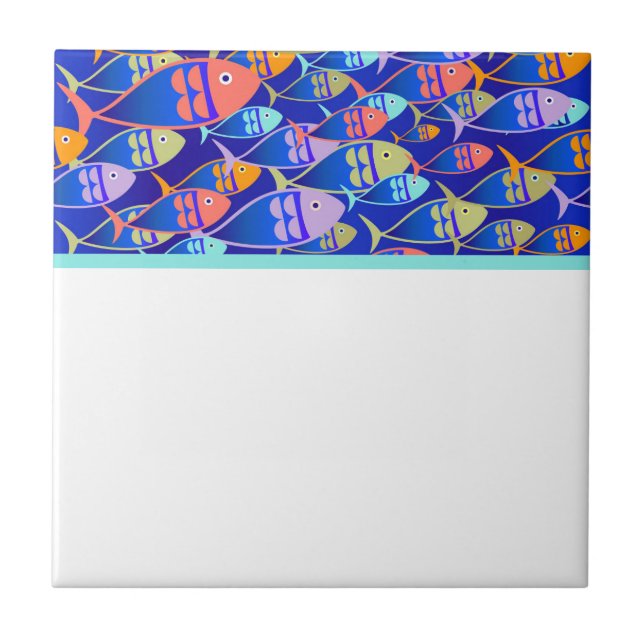 Carreau motif bleu poisson Abstrait (Devant)