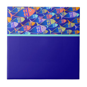 Carreau motif bleu poisson Abstrait