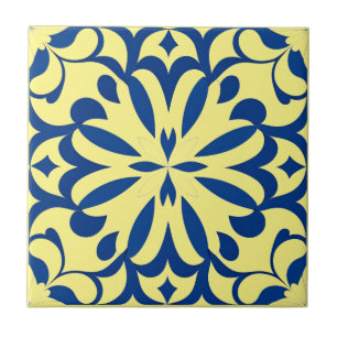 Carreau Motif bleu sur fond jaune