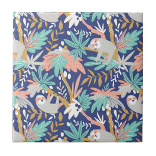 Carreau Motif bleu tropical de paresse