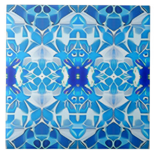 Carreau Motif bleu turquoise, gris et cobalt
