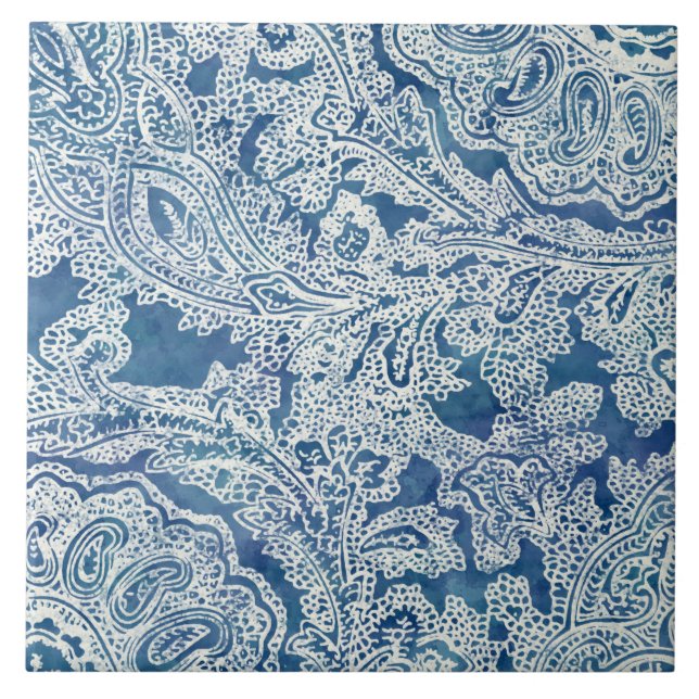 Carreau Motif Blue Boho Lace Paisley (Devant)