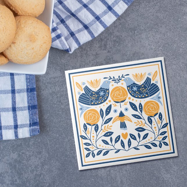 Carreau Motif Blue Gold Bird Hygge (Créateur téléchargé)