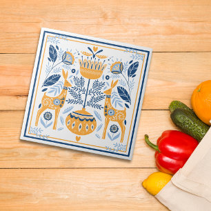 Carreau Motif Blue Gold Deer Hygge