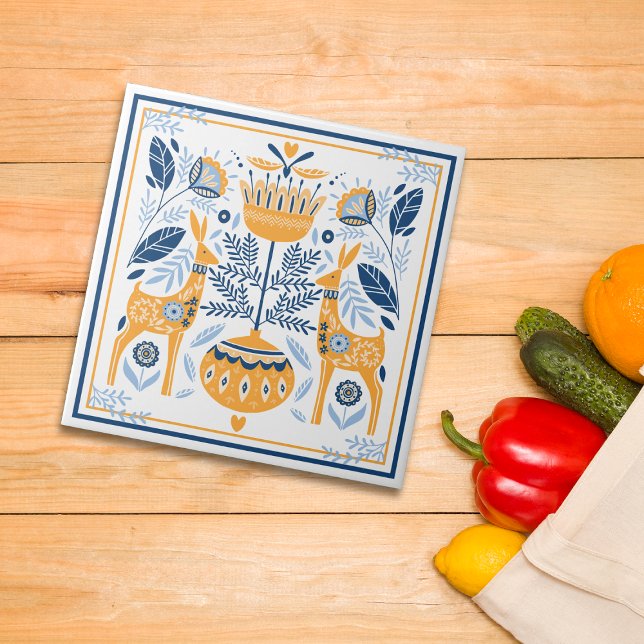 Carreau Motif Blue Gold Deer Hygge (Créateur téléchargé)